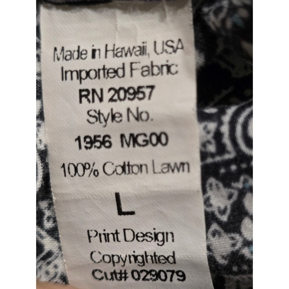 Tori Richard Mens L 100% Cotton Lawn Shirt Hawaii Geometric Tropical Palm Shell - Picture 7 of 10